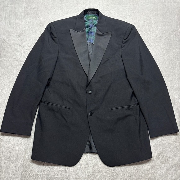 Lauren‎ Ralph Lauren Tuxedo Jacket Men 40R Black Blazer Wool 2 Button